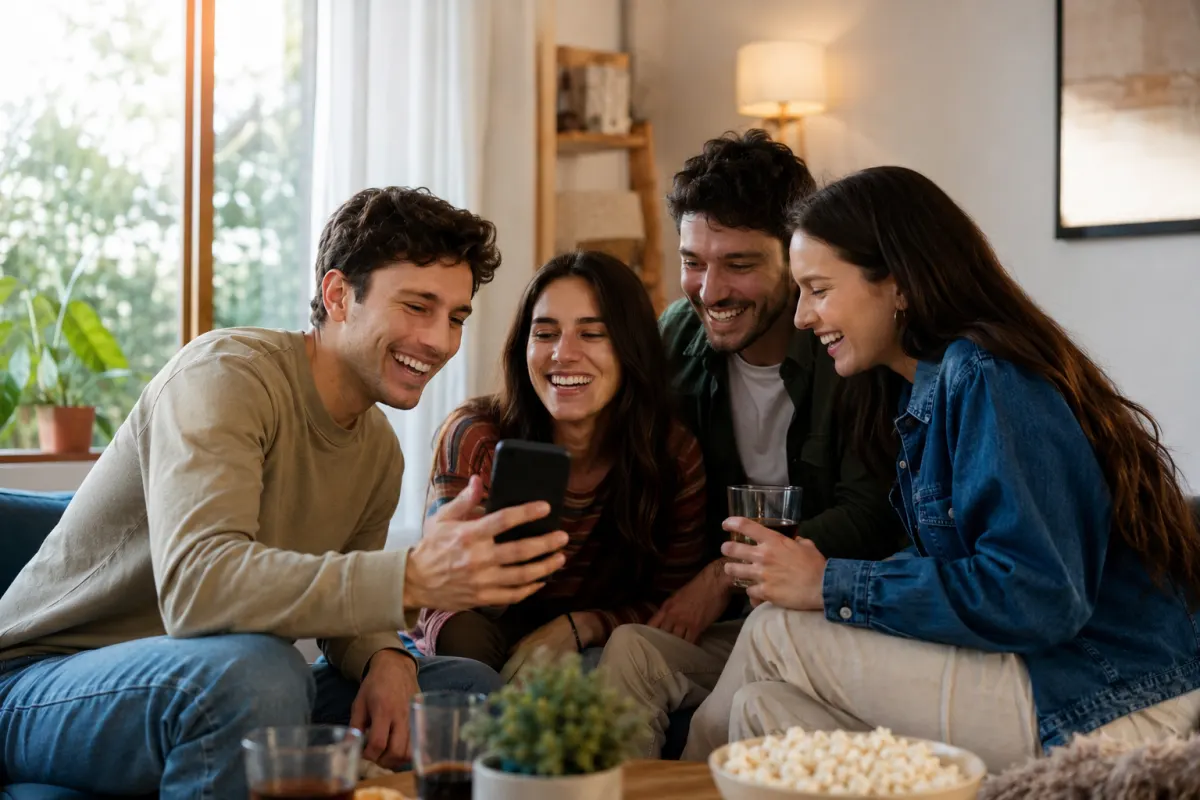 Amigos compartiendo en casa